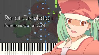 Renai Circulation  Bakemonogatari OP4  Piano Arrangement Synthesia [upl. by Name497]