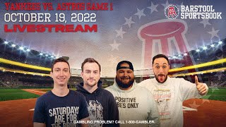 The Barstool Sports Yankee fans are live sweating out game 1 against the Houston Astros [upl. by Hawthorn]