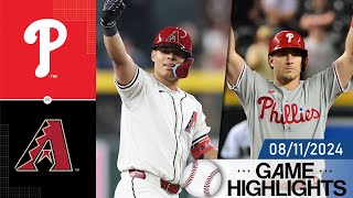 Philadelphia Phillies vs Arizona Diamondbacks Game Highlights 08112024  MLB Highlights 2024 [upl. by Marx]