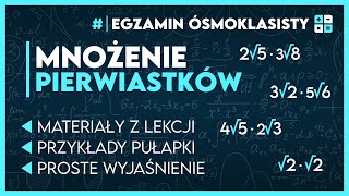 MNOŻENIE PIERWIASTKÓW 🔢 Wszystko co musisz wiedzieć ✅️  Egzamin Ósmoklasisty 2025 [upl. by Ilarin]