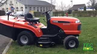 Rasentraktor Husqvarna CT 141 und Cora das Huhn [upl. by Rouvin491]