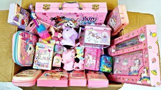 Unicorn Stationery Collection😍Coloring kit Pencil Box Geometry Sharpener Eraser Wallet Piggybank [upl. by Bertrando]