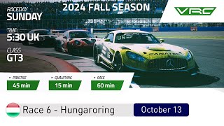 rfactor 2  VRC 2024 Fall Series  GT3  Round 6  Hungaroring [upl. by Singband]