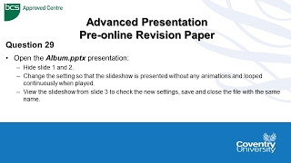 ECDL Coventry University Advanced Presentations PreOnline Revision Paper Question 29  Set Up [upl. by Kirenoj952]