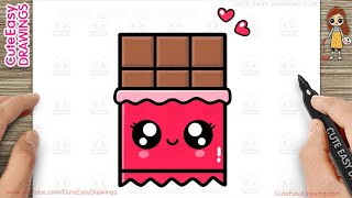 How to Draw a Cute Chocolate Bar Simple amp Easy for Kids [upl. by Pinkham]