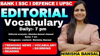 The Hindu editorial vocabulary by Nimisha mam  English  vocabulary  Nimisha Bansal chsl ssc [upl. by Cohette]