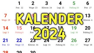 Kalender 2024 Lengkap dengan Libur Nasional dan Pasaran Jawa [upl. by Kori]