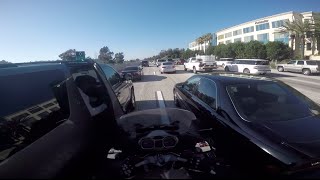 Person Opens Door Almost Knocking Down Motorcycle On Freeway [upl. by Schaffel]