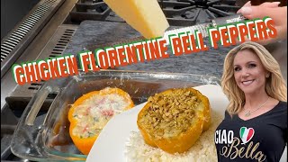 CHICKEN FLORENTINE STUFFED BELL PEPPERS bellpeppers chicken dinner [upl. by Naashar]