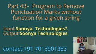 Program to Remove Punctuation Marks without function for a given string in C  Part 43 [upl. by Acissaj]