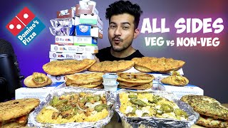 DOMINOS FULL MENU SIDES VEG vs NON VEG MUKBANG  DOMINOS REVIEW 2023  Akshanshu Aswal [upl. by Salbu859]