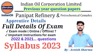 IOCL Apprentice Previous year question papers  Syllabus 2023  Exam pattern [upl. by Nyrual]