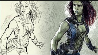 drawing gamora guadians of the galaxy [upl. by Ecirtnahs379]