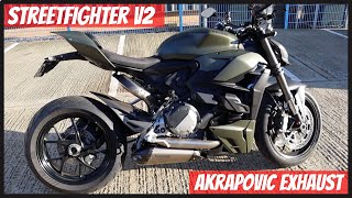 Ducati Streetfighter V2 Full Akrapovic Exhaust system sound amp ride on the storm green [upl. by Aromas]