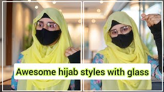 Summer hijab styles with glasses 🥀💚  চশমার সাথে সহজ হিজাব স্টাইল [upl. by Letniuq]