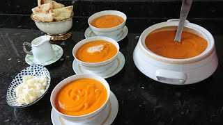 Soupe de potiron à la crème fraîche  حساء القرعة الحمرا بالكريمة لذيذ جدا  nefis balkabağı çorbası [upl. by Bianka824]