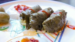 How to Make Stuffed Grape Leaves Dolmas Dolmades Yaprak [upl. by Niloc]