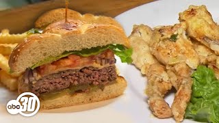 Deepfried frog legs and burgers grilled over lava rocks at 500 Club in Clovis  Dine and Dish [upl. by Wolfort]