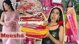 MEESHO Saree Haul Meesho Organza Saree Haul Meesho Saree starting at 746 Meesho partywear sarees [upl. by Raycher]