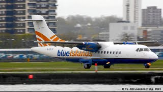 Blue Islands ATR 42500 GISLF at LondonCity LCYEGLC [upl. by Eidnalem655]