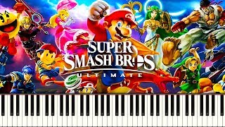 SUPER SMASH BROS ULTIMATE THEME  Piano Tutorial [upl. by Aralc]