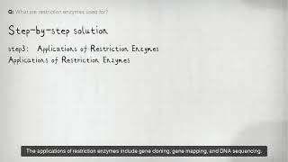 What are restriction enzymes used for [upl. by Neenwahs]