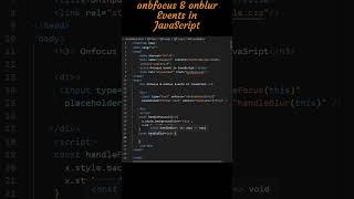 onfocus and onblur events in Javascript [upl. by Adnohsor]