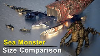 Sea Monster Size Comparison 2  From Mythical Giants to RealLife Behemoths [upl. by Malvia]