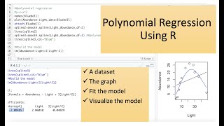 polynomial regression using R  nonlinear regression  curved regression [upl. by Ainevuol]