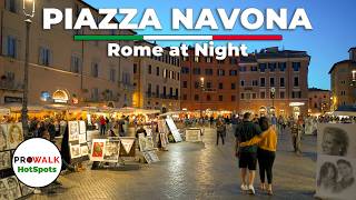 Piazza Navona at Night  Rome Italy Tour 2024 [upl. by Jaqitsch]