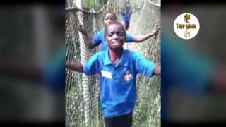 Ghana  Hilarious Acrophobic Reaction Of Kids On A Canopy Walk At Kakum National Park [upl. by Noskcaj]