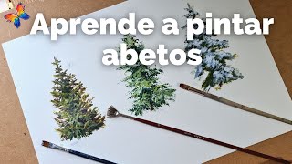 Cómo pintar abetos con pinturas acrílicas  Técnicas de pintar un árbol [upl. by Las]