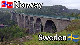 Crossing the border on foot walking across the old Svinesund Bridge between Sweden and Norway [upl. by Viv148]