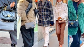 MILAN WINTER STREET FASHION 2024 🇮🇹WINTER OUTERWEAR WINTER COAT FAUX FUR ITALIAN STYLE vanityfair [upl. by Imena455]