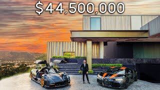 Touring a 44500000 Ultra Modern HOLLYWOOD HILLS Mansion With an Underground Garage [upl. by Adalie411]