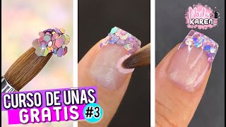 CLASE GRATIS 3  Uñas ACRILICAS con GLITTER en TIP cómo aplicarlo Principiantes [upl. by Bilac]