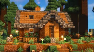 Minecraft Easy Spruce Starter House Cinematic Tutorial [upl. by Aneleiram]