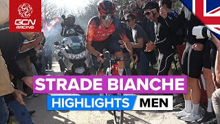 Spectacular LongRange Attack In Thrilling Race  Strade Bianche 2023 Highlights  Men [upl. by Westley]