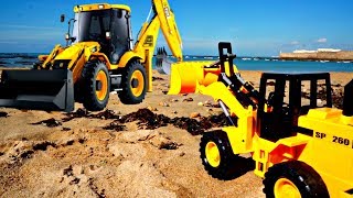 Der Bagger macht den Strand sauber Video mit Spielzeugautos [upl. by Jacquelin]