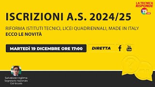 Iscrizioni scuola 202425 riforma istituti tecnici licei quadriennali made in Italy le novità [upl. by Nileek942]