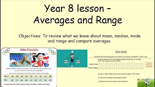 Y8 Lesson  Averages and Comparing Distributions [upl. by Rattray986]