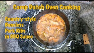 Camp Dutch Oven Cooking Countrystyle Boneless Pork Ribs [upl. by Felic]