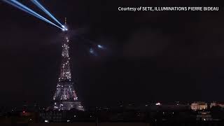 Light show at Eiffel Tower during Paris 2024 opening ceremony｜Olympic Games [upl. by Eizdnil]