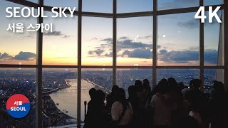 Seoul Sky Observatory Night Walking Tour Lotte World Tower South Korea 4K 서울스카이 [upl. by Lrak69]