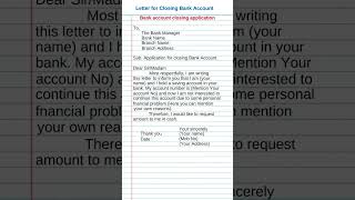 letter to closing bank account letter shortvideo [upl. by Mij]