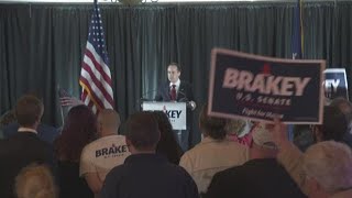 Eric Brakey R speaks to supporters at election night event in Auburn [upl. by Asiret296]