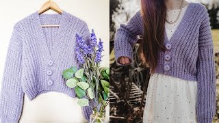 Crochet Knit Look Cardigan With Statement Buttons [upl. by Nylrehs]