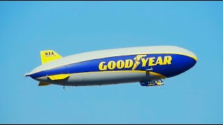 Goodyear Blimp Wingfoot One Over Burbank CA Zeppelin Airship N1A [upl. by Eerolam591]