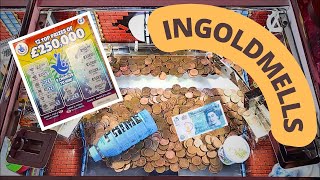 INGOLDMELLS  PRIME amp SCRATCHCARD WIN  £5 CHALLENGE  2p Coin Pusher Amusement Arcades [upl. by Eladnyl]