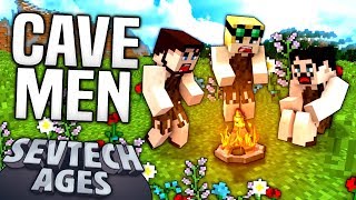 Minecraft  CAVE MEN  SevTech Ages 1 [upl. by Keelin]